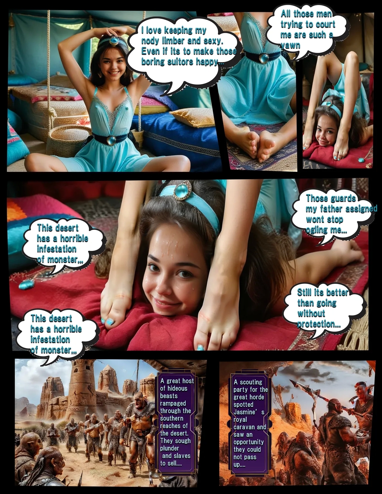 Dungeons and Heroines - Princess Jasmine Demolished By the Desert Hordes - Page 3