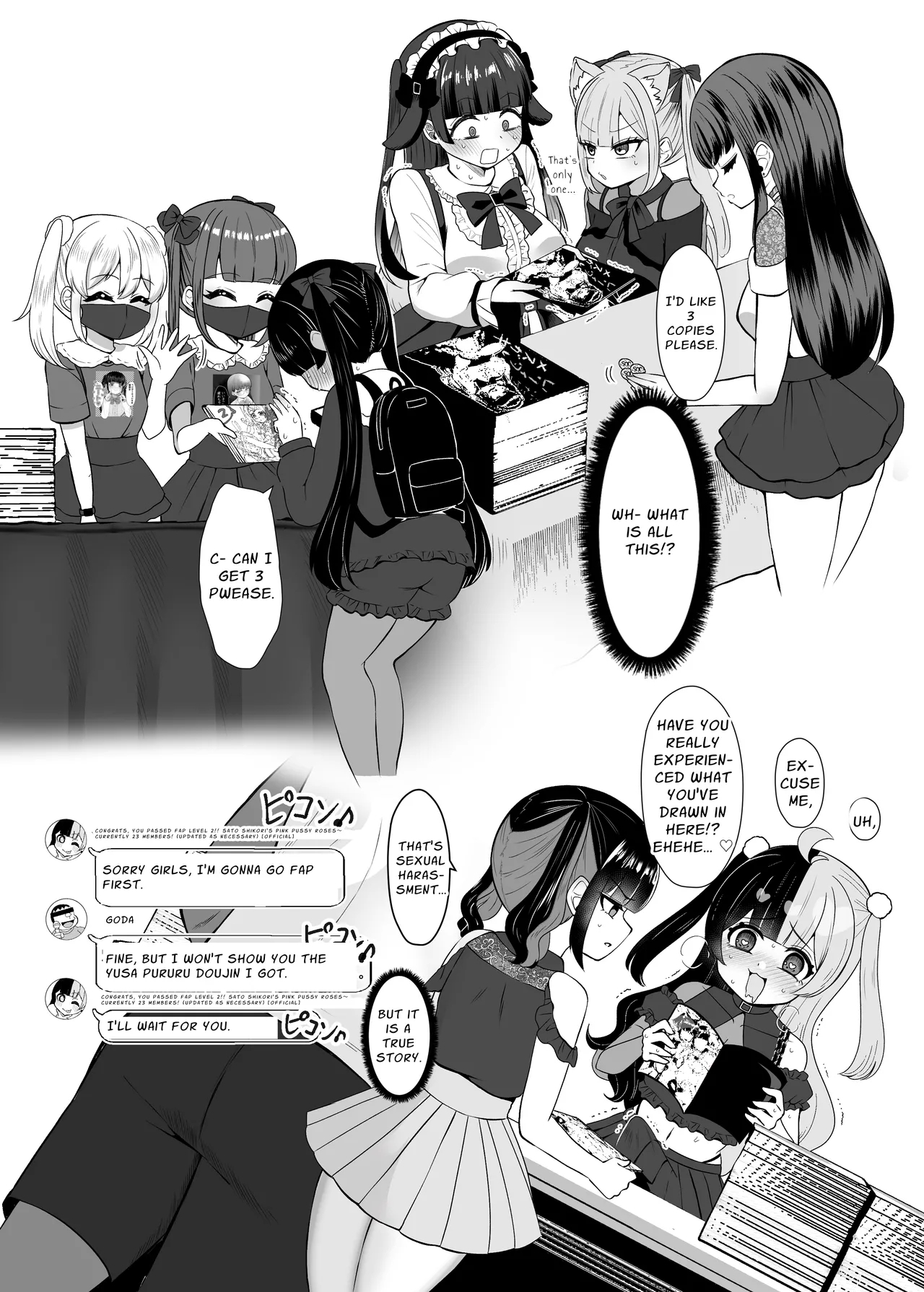 Ochinpo Joshi 3-nin, NatsuComi Senrihin Yominagara Nuite Hamete Mata Nuita. | Three Dick Girls Jerked Off To Their Summer Comiket Loot, Fucked, And Then Did It Again - Page 7