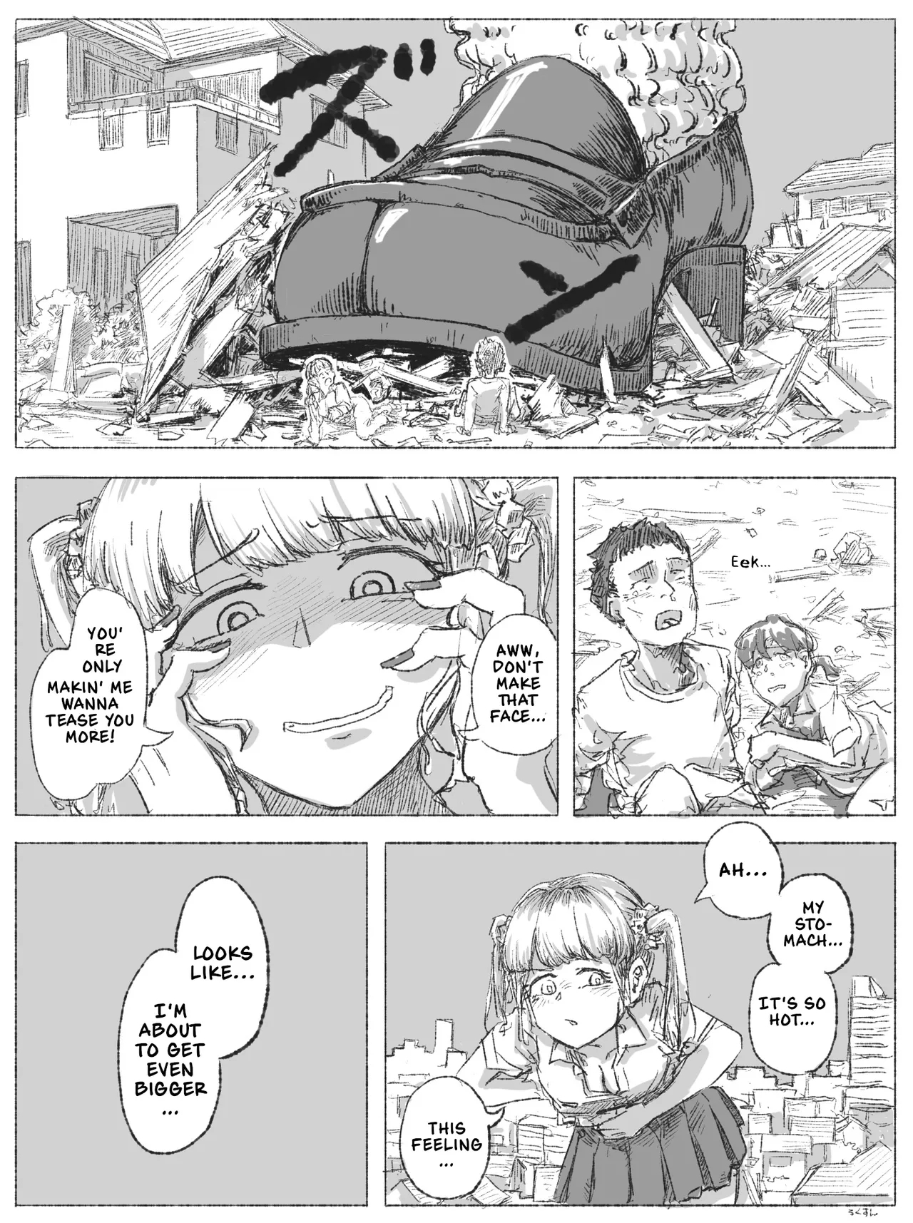 [ろくすん] ギャルjkが小人を見下ろす [英訳] - Hentaiaz.com - 2